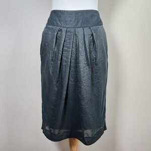 Stills Silk Linen Skirt Womens‎ Large 32" Waist Natural Eco Pleated Preppy Work